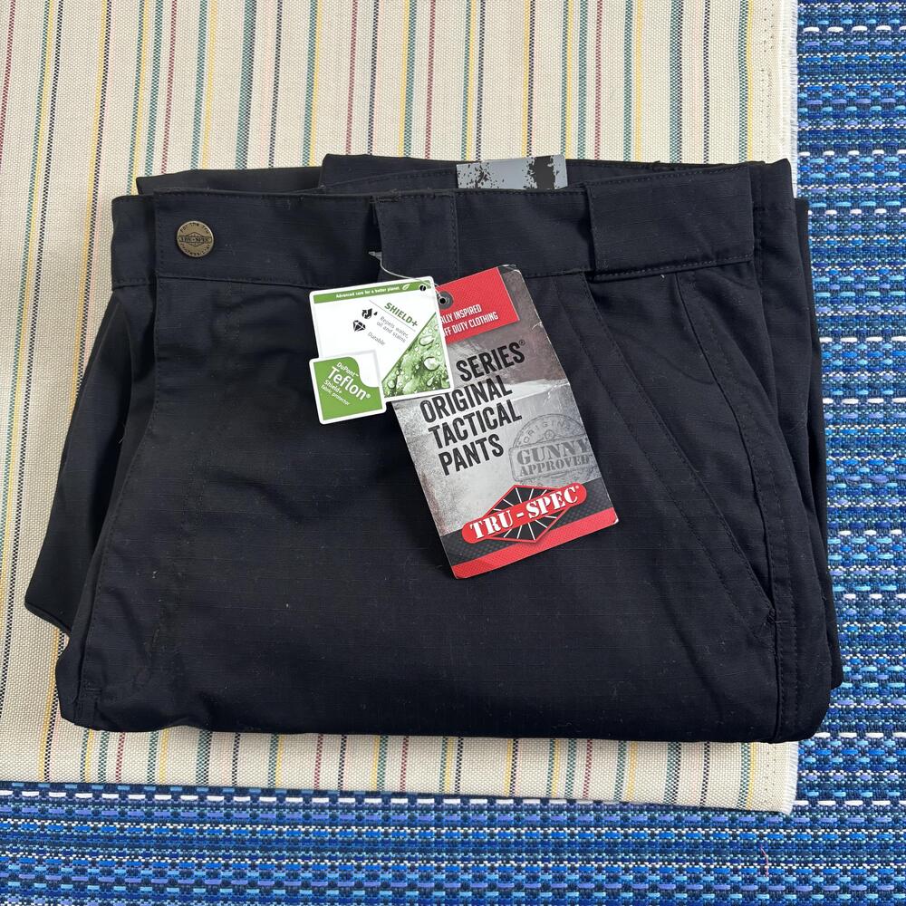 TRU-SPEC 24-7 Tactical Pants Mens 40x32 Black Cargo Ripstop Duty Workwear NEW